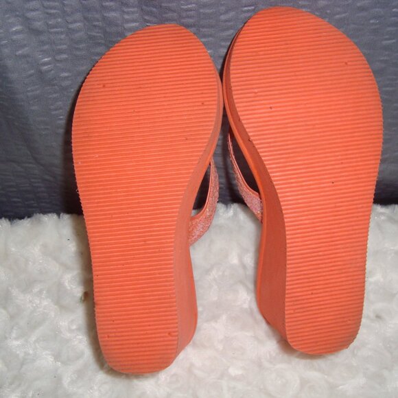 COLIN STUART Orange Sparkle Thong Flip Flop Platform Wedge Sandals Shoes sz 5 - Picture 7 of 9